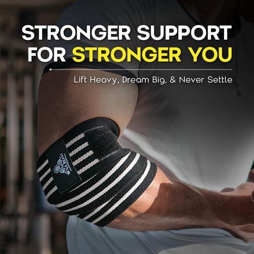 Elbow Wraps for Weightlifting (Pair), Stretchable 41" Elbow Compression Strap, Weightlifting Straps for Bench Press, Strength Training & Fitness Support, Elbows Straps for Golfer's Elbows & Tendonitis