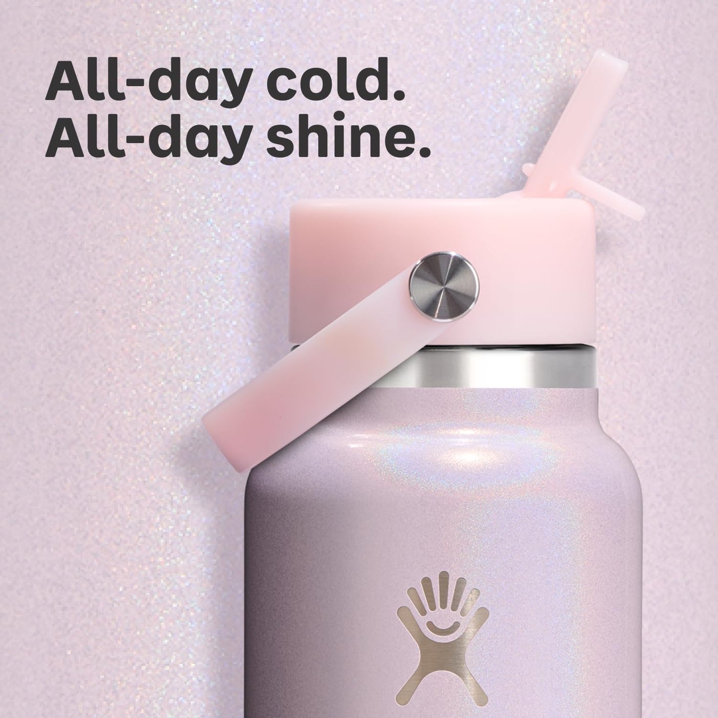 Hydro Flask Water Bottle - Insulated Stainless Steel - Wide Straw Lid, Non Spill, Leakproof in 32 Oz Glimmer Blue