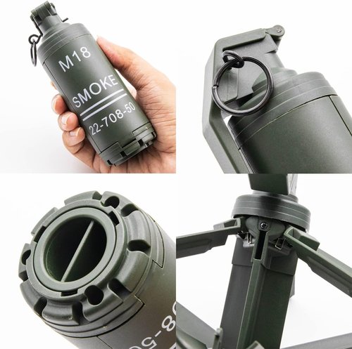 Disratw M18 Airsoft Grenade Toys 2Pcs Toy Hand Grenades Plastic CS Battle Game Tactical CS Grenade Pull Ring Toys Role Play Model Prop for Age 14+ (Green)