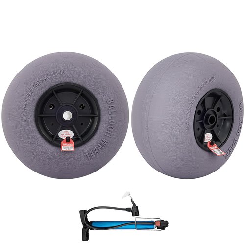 Happybuy Beach Balloon Wheels, 13" Replacement, TPU, for Kayak Dolly, Canoe Cart, Buggy, 2-Pack, with Free Air Pump