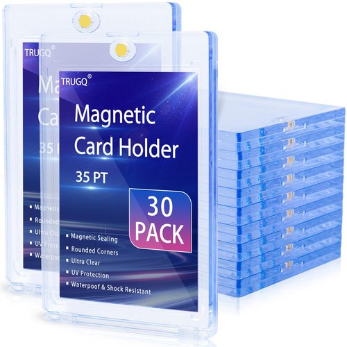 TRUGQ 30ct Magnetic Card Holder for Trading Cards,35PT One Touch Card Holder Super - Strong Baseball Card Holders,Ideal for Display & Storage Display Case for Standard Cards