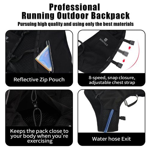 B BBAIYULE Hydration Running Vest , Hydration Bladder or Soft Flask(Optional), Lightweight Water Backpack Men Women, Trail Marathon Hiking Cycling (Backpack with Bladder)