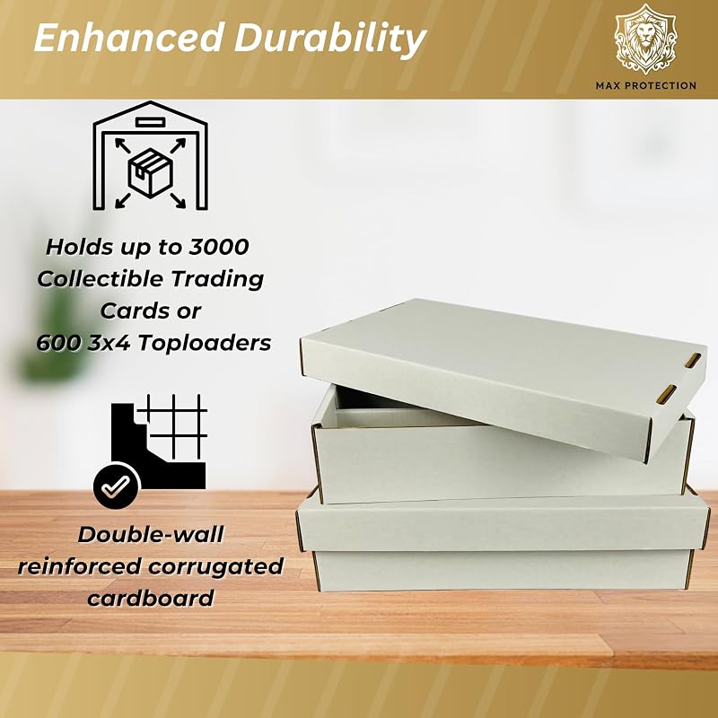 Max Protection 3-Row Shoe Box Card Storage - 3000 Card Capacity, 5-Pack