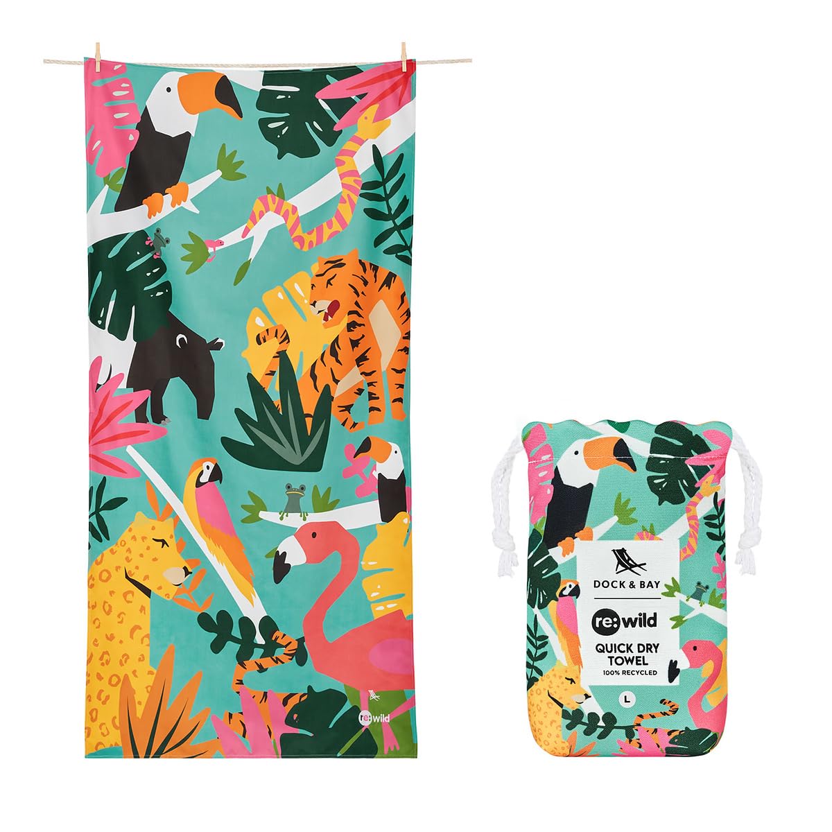 Dock & Bay Beach Towel - Quick Dry, Sand Free - Compact, Lightweight - 100% Recycled - Includes Bag - Havana Cabana - Set of 4 - Large (160x90cm, 63x35)