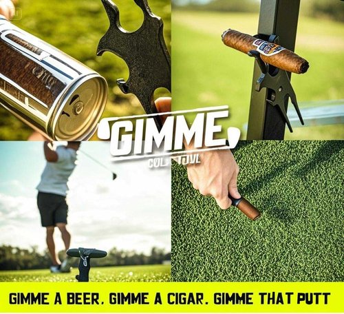 Golf Multi-Tool for Golf Cart Holder, Divot Repair Tool, Ball Marker, Beer Shotgun, and Clamp for Golf Cart