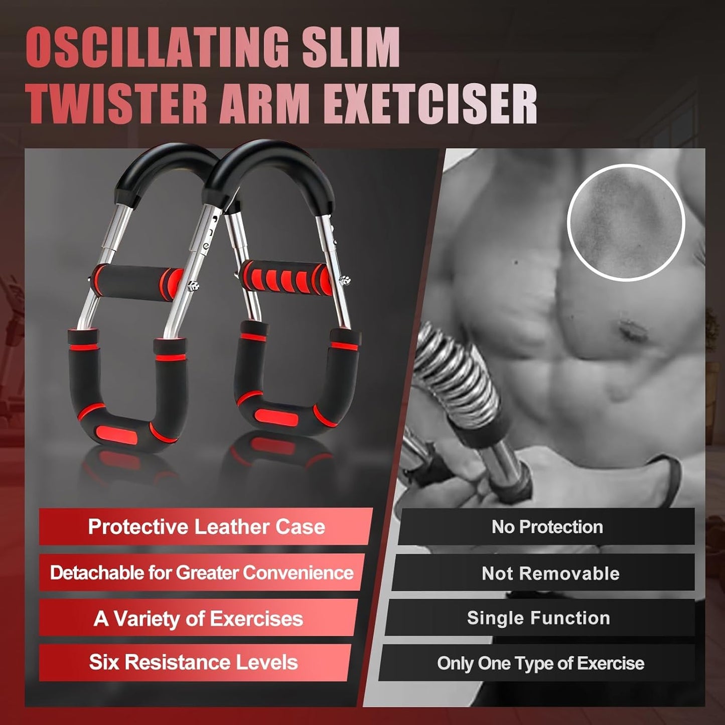2025 Pro Twister Arm Trainer, Adjustable Power Twister Bar, Chest Shoulder Arm Workout Equipment, Portable Detachable Upper Body Fitness Machine for Home & Gym