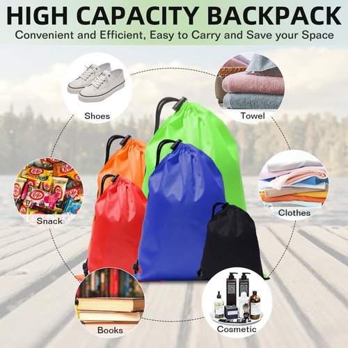 iMucci 6Pcs Drawstring Bag Waterproof sack Nylon Bag ditty bag for Gym Traveling, Hiking, Yoga, Shopping…