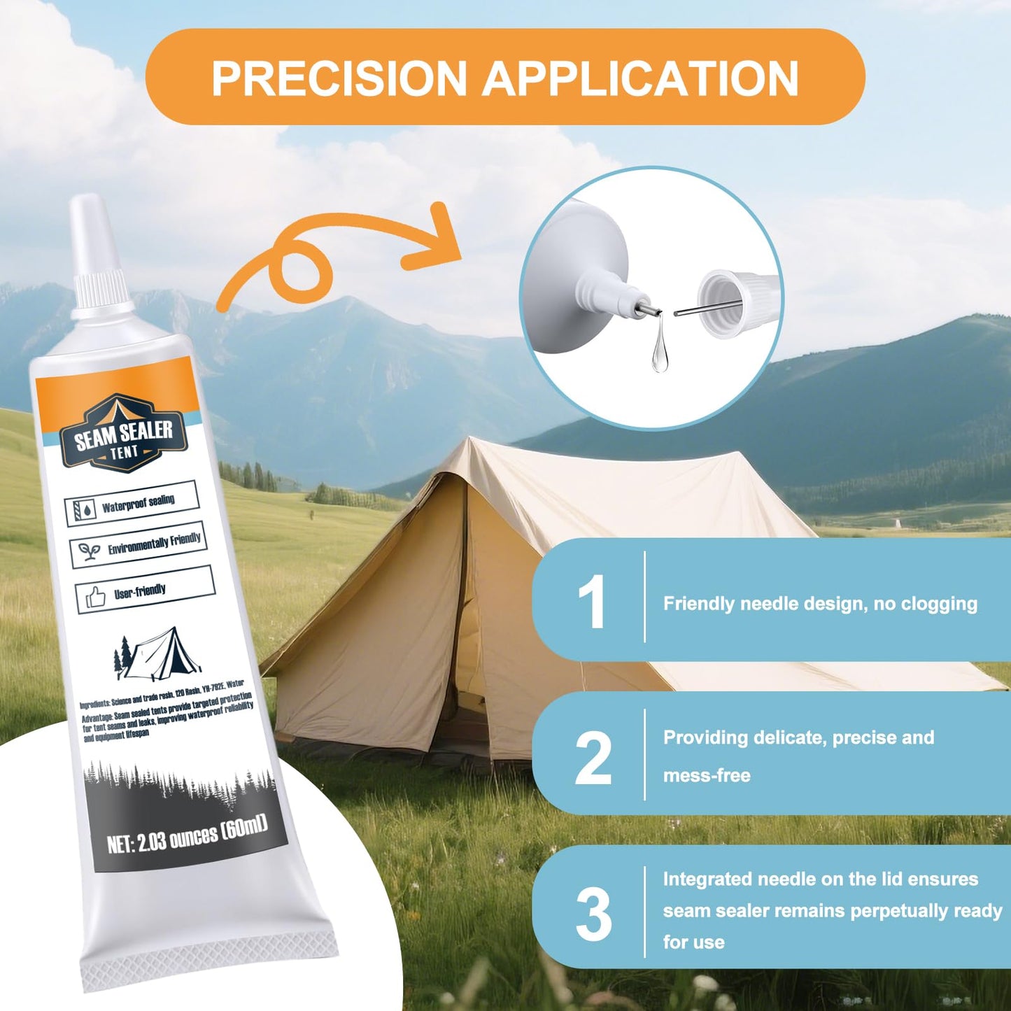 INNOVAYOU Tent Seam Sealer 120ml, No Sew Solution Waterproof Fast Cure Seam Sealer Tent, for Tents and Outdoor Fabric, Clear