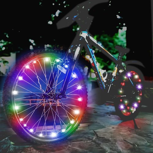 dobestyou 2-Pack Colorful LED Bike Wheel Lights – Night Riding Bicycle Rim Lights, IP65 Waterproof, 3 Lighting Modes, Easy Installation Fits Most Bikes, No Riding Interference, Includes Batteries