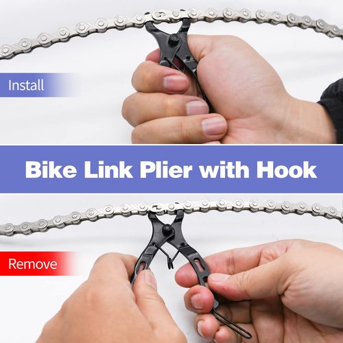 Bike Chain Kit, Single Speed Multi-Function Bike Mechanic Repair Kit, Chain Breaker and Bike Link Plier with Hook and 6 Pairs Bicycle Buckle, Reusable (Single Speed Bike Chain Kit)