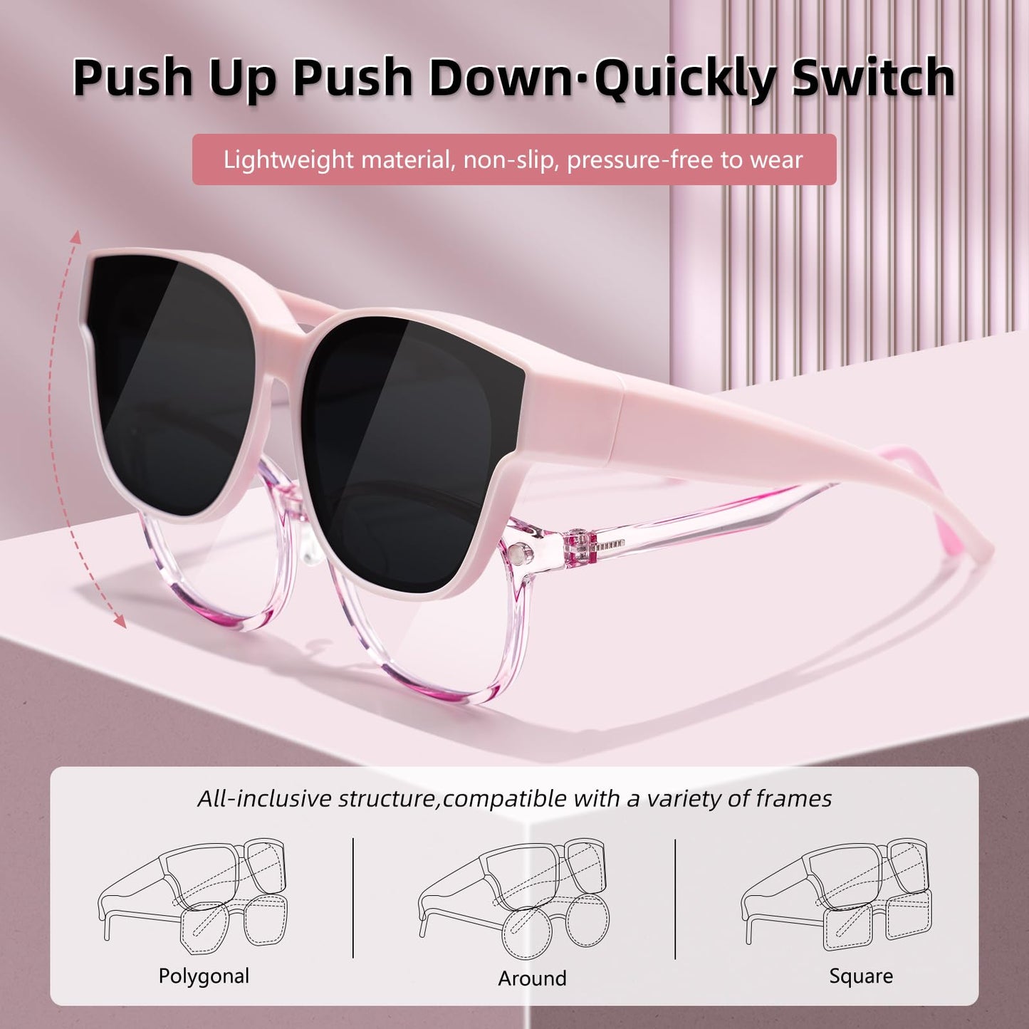 EYEBUDDY Fit Over Glasses Sunglasses for Kids Shades Polarized Sunglasses Oversized Square Sun Glasses Boys & Girls UV Protection