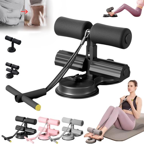 Ab Training Auxiliary Device - Double Suction Cups, Three Levels of Height Adjustment, Multi-functional Adjustable Ab Trainer Equipment with Suction Cups and Resistance Band for Home & Gym (Black)