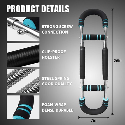 Twister Arm Trainer, 40-100lb Adjustable Chest Workout Equipment, Portable Power Twister Bar, 2025 New Adjustable Twister Arm Chest Exerciser，Detachable Design Fitness Anywhere (Blue)