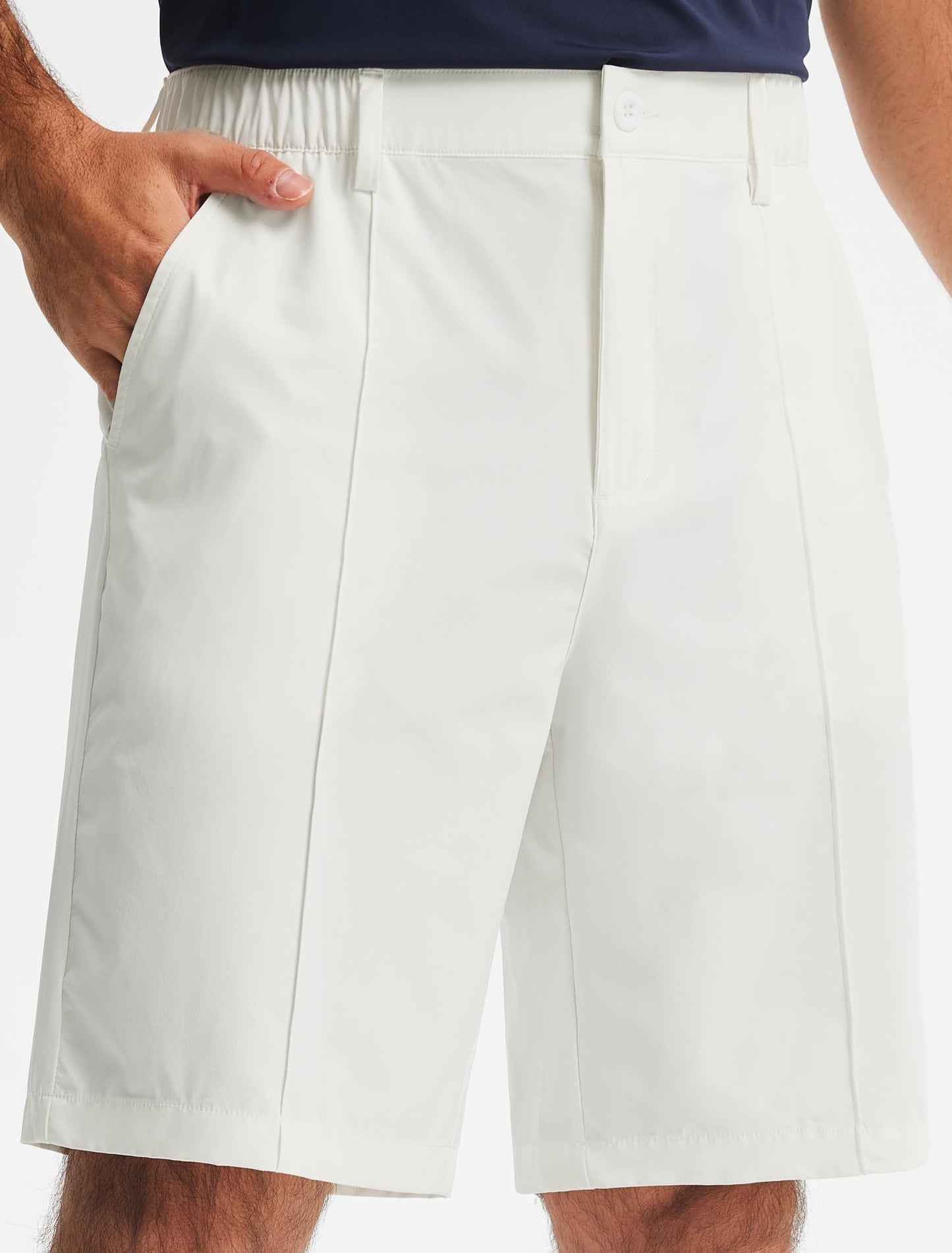 Libin Men's Classic Fit 9" Golf Shorts Elastic Waist Casual Shorts Quick Dry Lightweight Stretch Dress Travel Summer Outffits Work Outdoor Sports with Pockets White 32