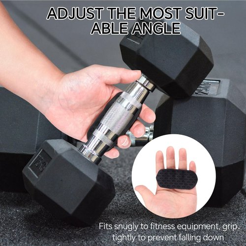 Anti Slip Workout Grips Fingerless Gym Gloves, Black Rubber Weight Lifting Grips for Men Women, Hand Palm Protection Grips for Training and Exercise, Deadlift