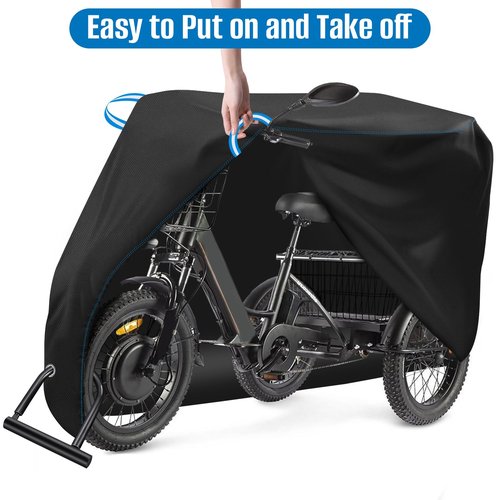 SIRUITON Adult Electric Tricycle Cover for Transport, 3 Wheel Bicycle Covers Heavy Duty 420D Oxford Strong UV Protection & Windproof, Waterproof Trike Bike Covers