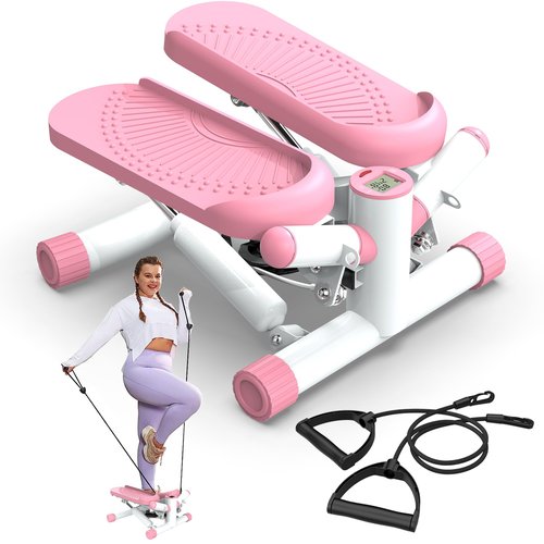 Twist Steppers for Exercise with Resistance Bands 330lbs Portable Exercise Equipment for Full Body Workout (Pink)