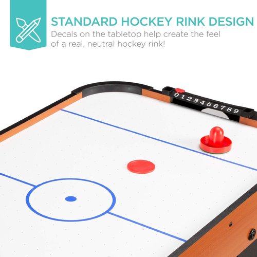 Best Choice Products 40in Portable Tabletop Air Hockey Arcade Table for Game Room w/ 100V Motor, Electric Fan, 2 Strikers, 2 Pucks - Light Brown