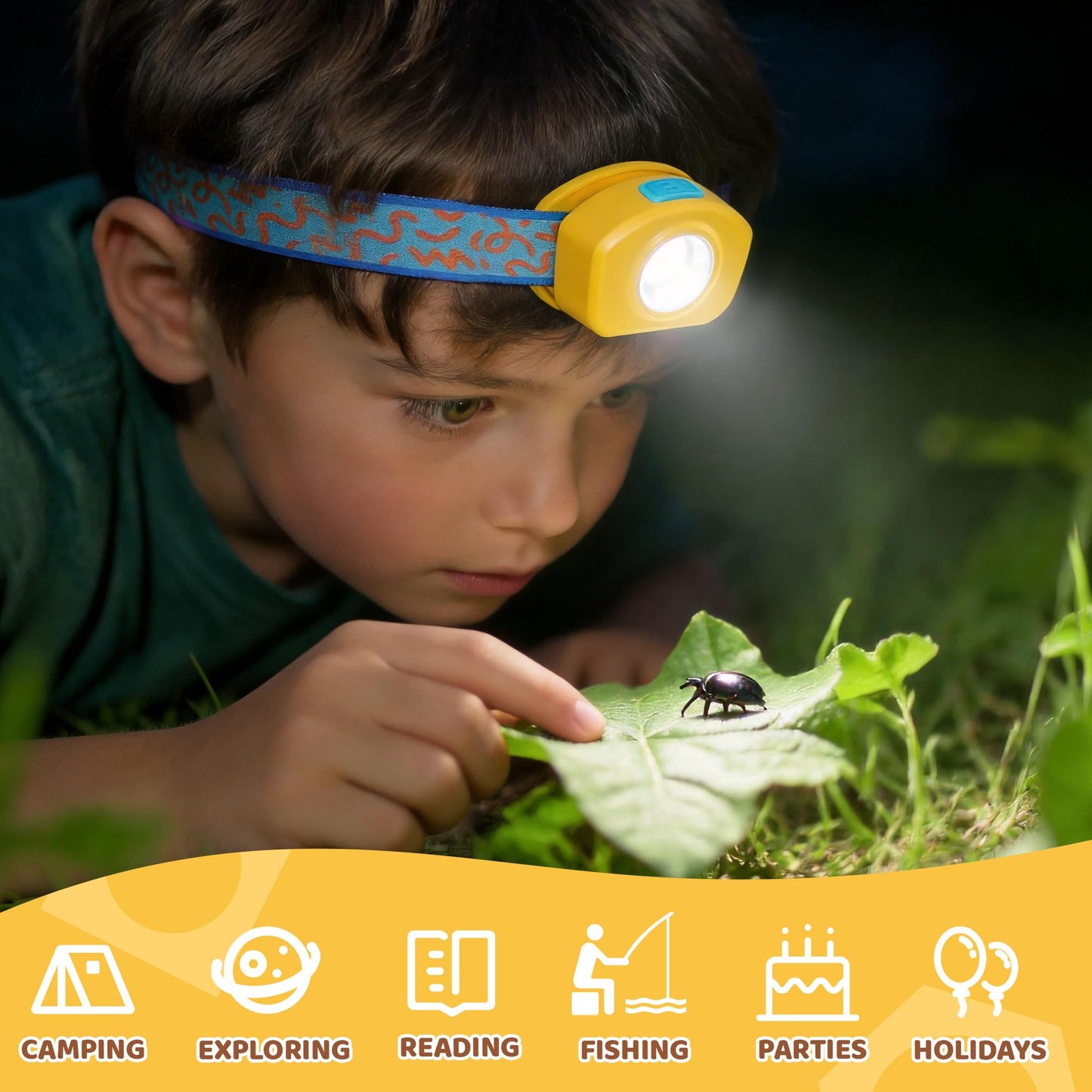 EverBrite LED Headlamp Rechargeable Kids Headlamp with RGB Mode and Adjustable Headband, 3 Modes Multicolor Headlamp for Kids, Bright Kids Head Lamp for Camping, Reading, Exploring, Hiking, Birthday