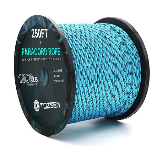 Paracord 1000lb | 1000 250 100 50ft Paracord (Blue, 250ft)