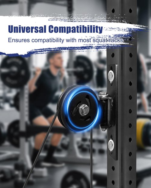JUFZQO Upgrade Cable Pulley System Fits 1" with Extended Slot Design, Heavy-Duty Gym Pulley Blocks for Squat Racks, 180° Rack Mounted Swivel Pulley for Home Gyms