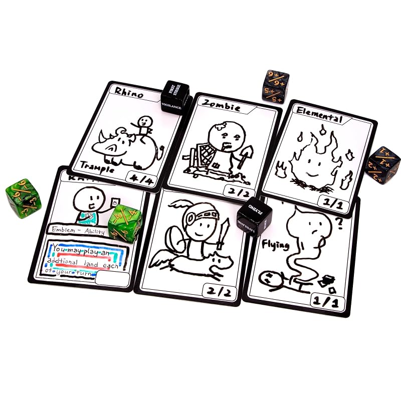 Black Variation: 50 Pcs MTG Tokens with 4 Marker Pens, Double-Sided Dry Erase + 50 Card Sleeves