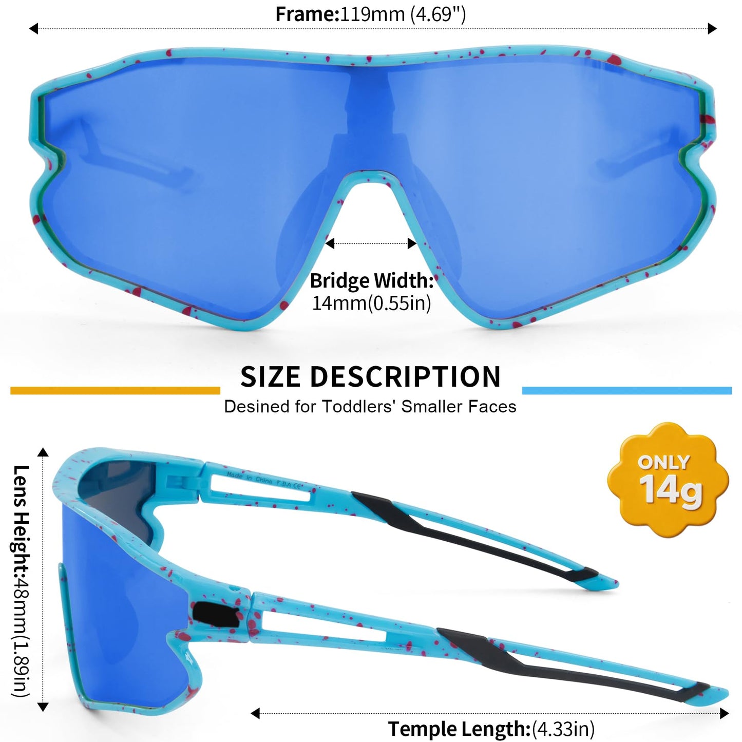 Dreammonkey Toddler Baseball Sunglasses 2T 3T 4T Baseball T Ball Lightweight UV400 Sports Cycling Shades For Boys Girls