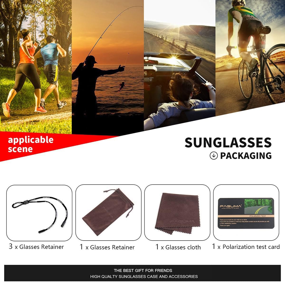 FAGUMA Polarized Sports Sunglasses For Men Cycling Driving Fishing UV400 Protection