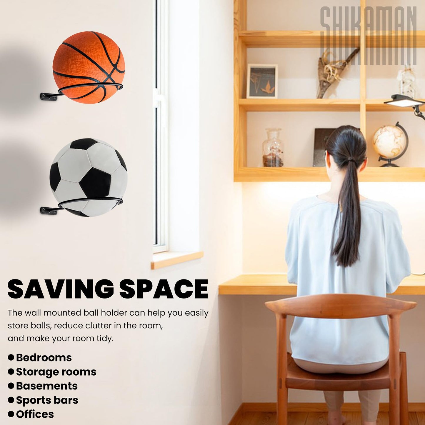 Ball Holder Wall Mount,Basketball Football Stand Ball Storage Set of 2