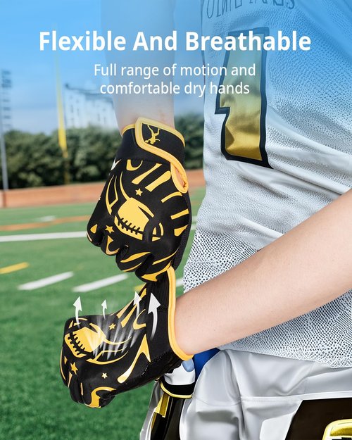 Pixel Panda Youth Football Gloves, Flag Football Gloves for Kids with Super Sticky Grip, Best Birthday Receiver Glove Gifts for Boys Girls
