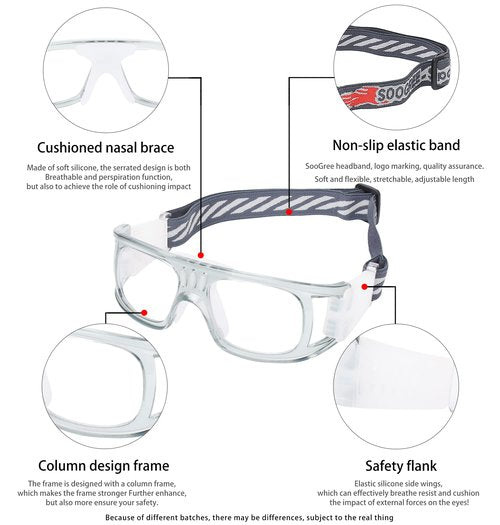 SooGree Racquetball Goggles - Windproof Shock Absorption Sports Glasses Basketball Football Eye Protective Adjustable Strap
