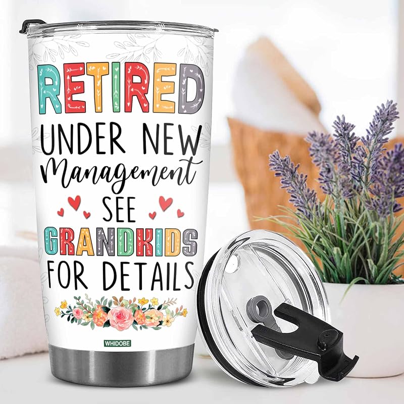 WHIDOBE Retirement Tumbler - Gift for Retired Women, Grandma, Mom - 20 oz Stainless Steel
