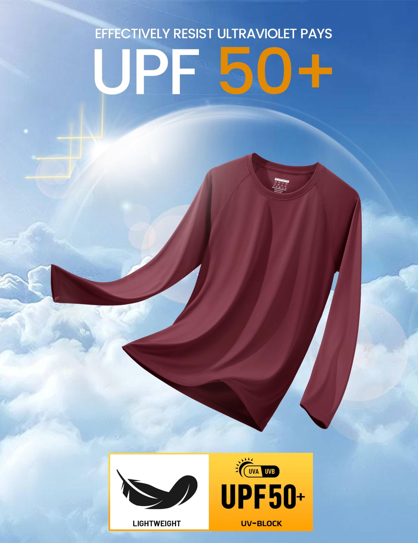 MAGCOMSEN Mens Swim Shirt Long Sleeve Shirts Athletic Hiking Workout Shirts Quick Dry Baselayer Shirt Tee Rash Guard Wine