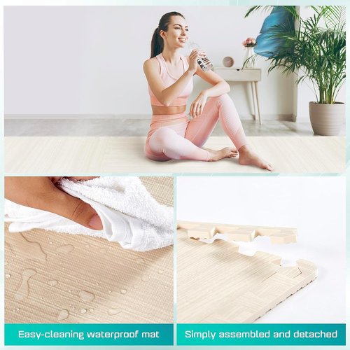 Yes4All EVA Interlocking Mats, Puzzle Floor Tiles, Foam Floor Padding with Border for Furniture, Home Space, Living Room, Garage 11,22,32 SQFT