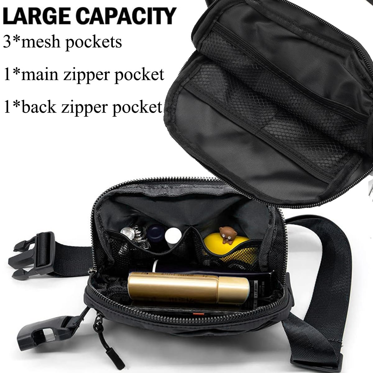 Mini Belt Bag Black Fanny Pack for Women Men Fashionable Small Waist Pack Crossbody Bag for Running,Hiking,Jogging,Cycling (Black fanny bag)