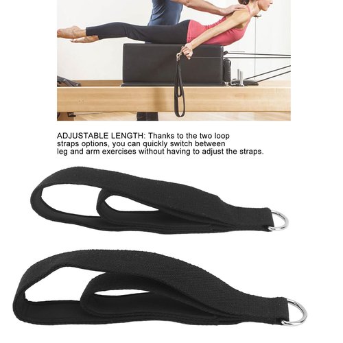 Modern Pilates Reformer Straps - D Ring Double Loop Straps for Home Gym Workouts, Cotton, Adjustable Length, Anti-Slip, Compatible with Most Pilates Beds and Equipment