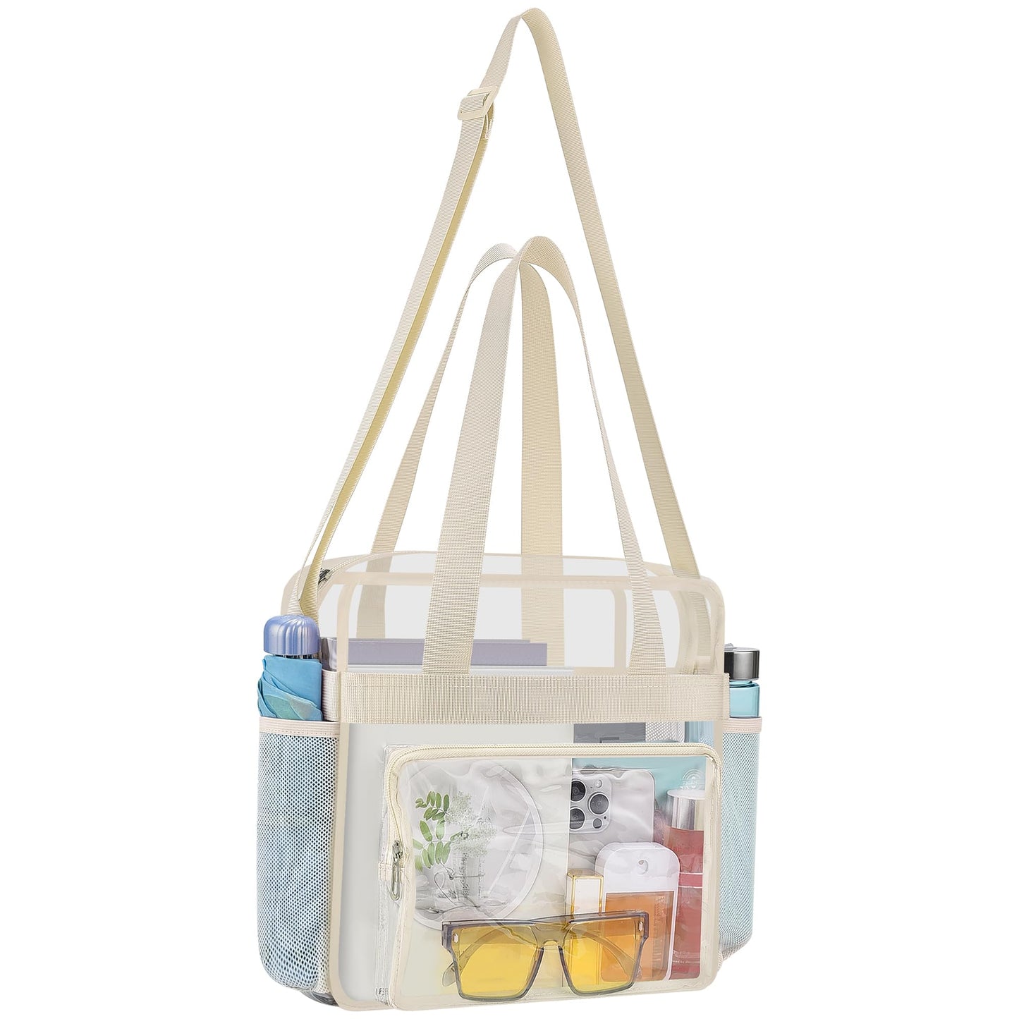 Oraben Clear Bags Stadium Approved Clear Tote Bag with Zipper Closure Crossbody Messenger Shoulder Bag with Adjustable Strap