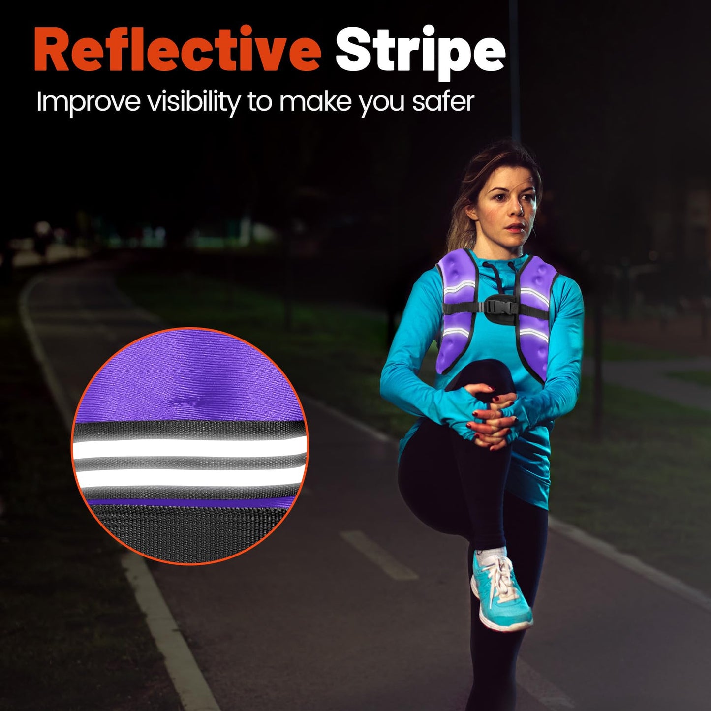 Poudee Weighted Vest, 8LB Weight Vest for Men Women, Body Weight Vests Adjustable with Reflective Stripe for Strength Training, Running, Training Workout, Jogging, Walking - 8LB, Purple