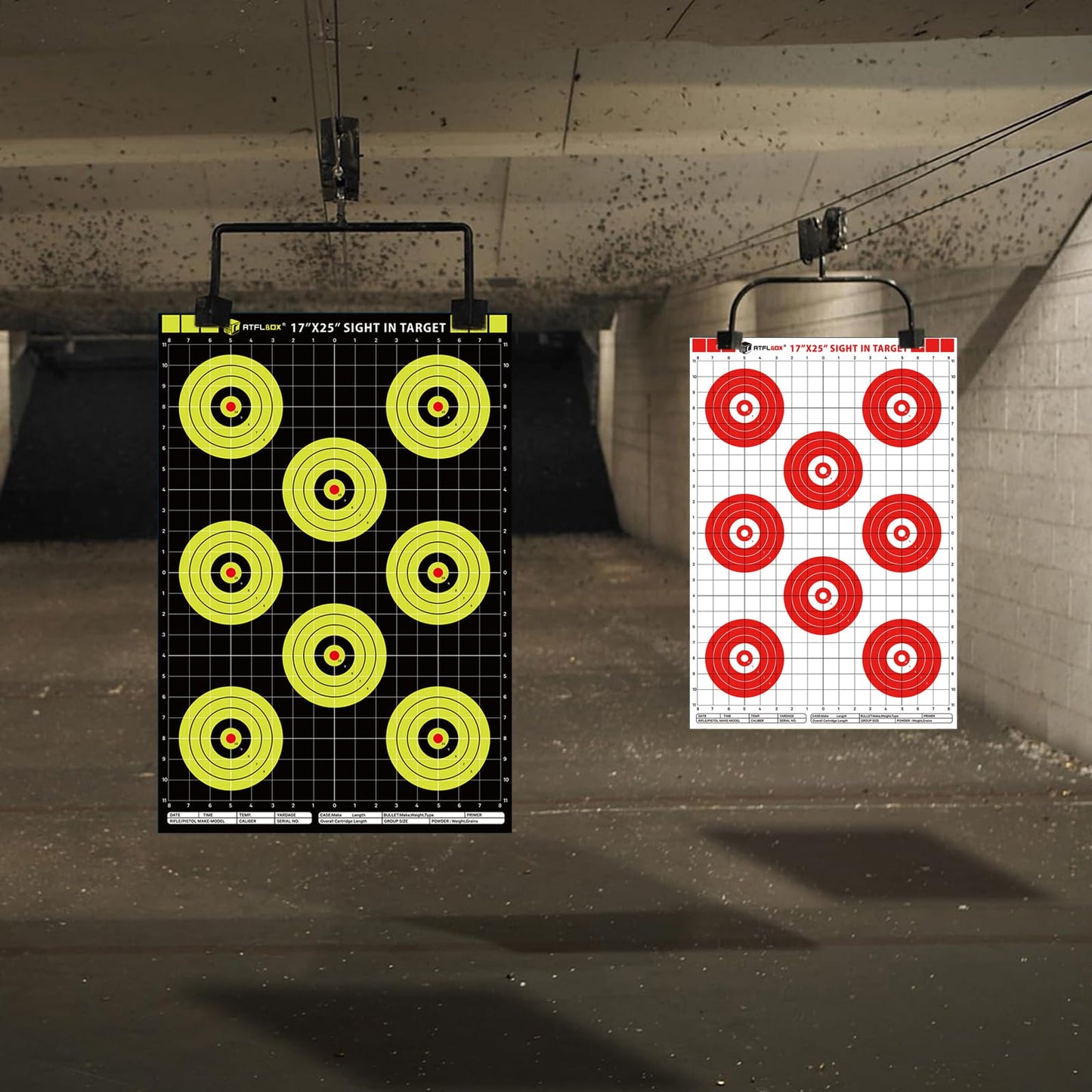Atflbox Sight in Shooting Range Paper Target, 17X25 Inch High Visibility Bullseye Shooting Targets Suitable for Handgun, Rifle, Pellet Gun, Airgun, BB Guns, Airsoft (25 Pack)