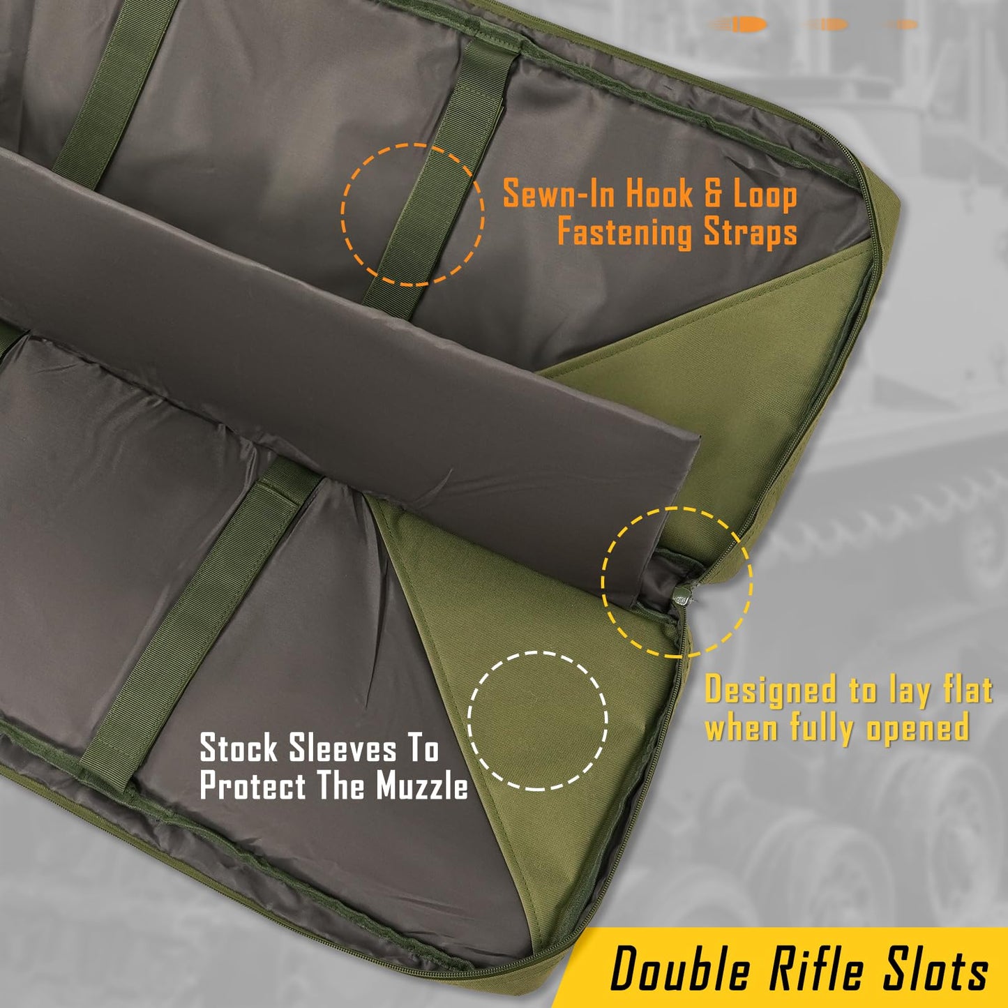 DULCE DOM 32 inch Double Rifle Case Soft Bag Gun Case, Perfect for Rifle Pistol Firearm Storage and Transportation, All Around Shooting Range Tactical Rifle Backpack, Indoor Outdoor