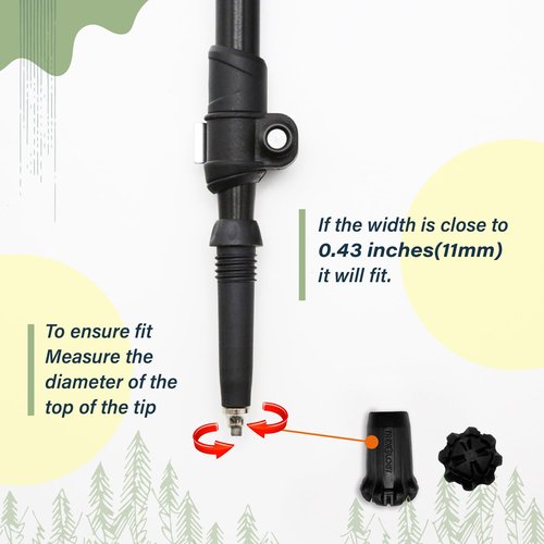 TREKOLOGY Black Trekking Pole Tips Replacement (New 6pc Pack)