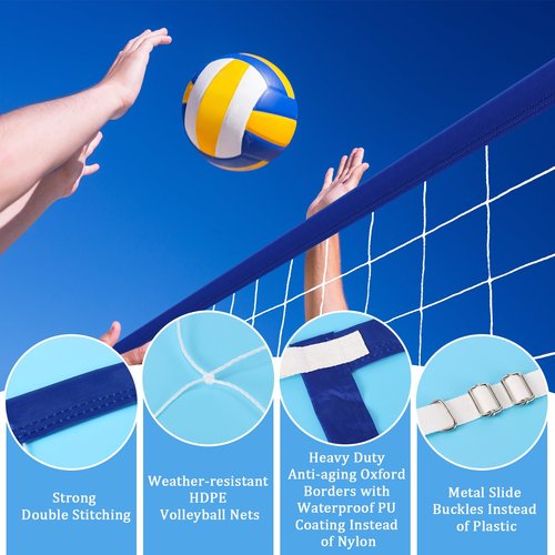 Upgraded Pool Volleyball Net, 15x3FT Pool Volleyball Net for Inground Pool Games for Adults and Family 2025 Summer Pool Floaties Party Gift, Thickened Borders, Metal Buckles