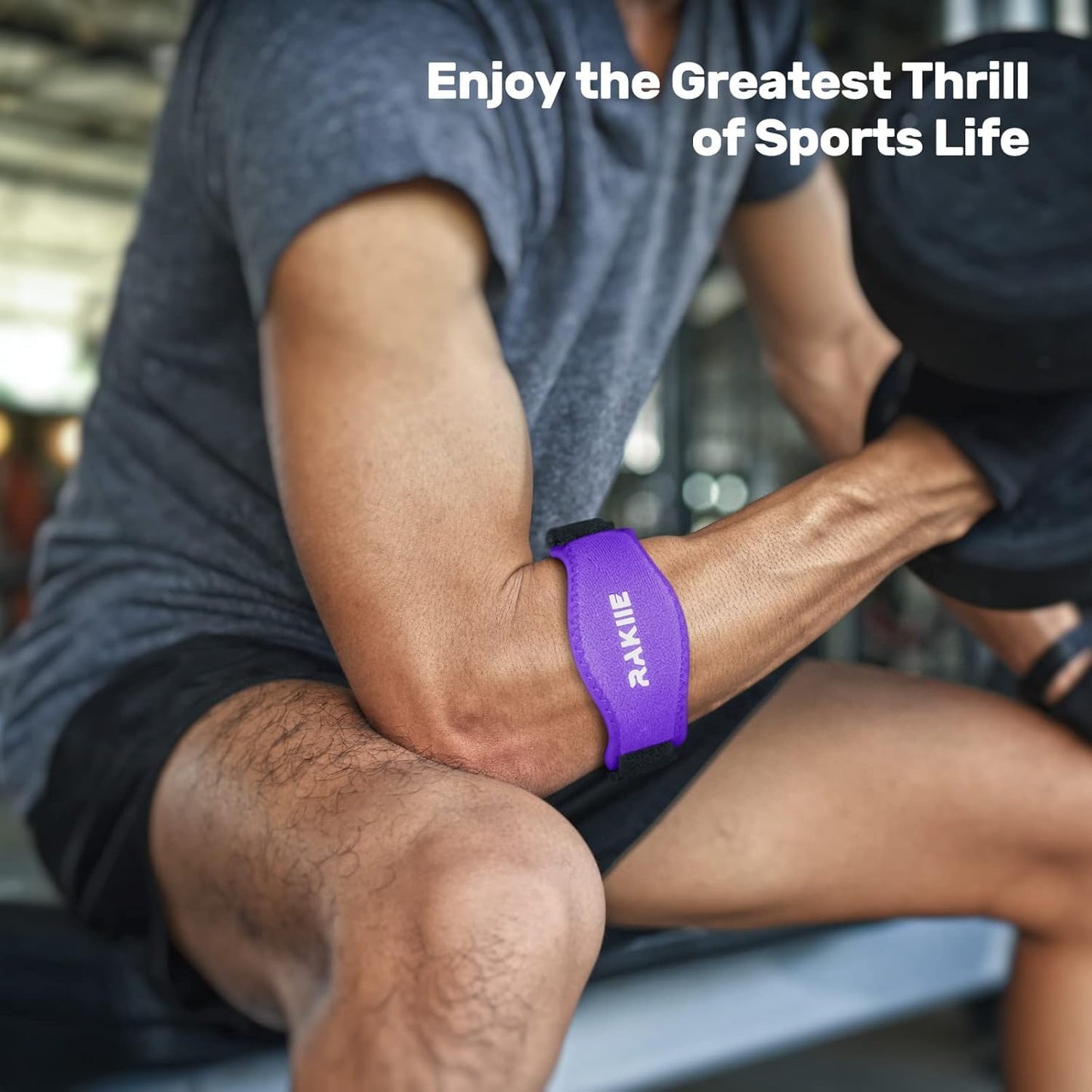 Rakiie 2 Pack Tennis Elbow Brace for Men Women, Adjustable Non-slip Golfer Elbow Strap with Support Compression Pad, Counterforce Brace for Sports, Fit 7.08-14.17", Purple