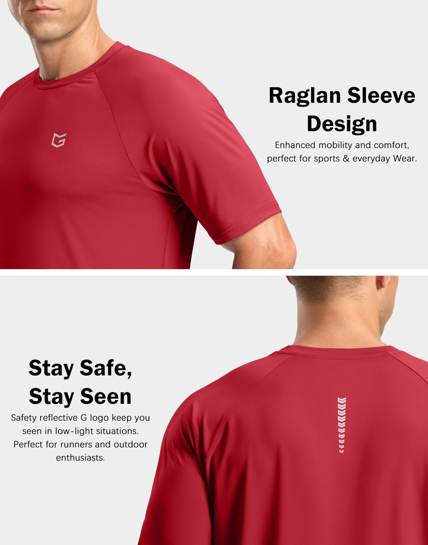 Men's Athletic Workout T-Shirts Moisture Wicking Cooling Running Shirts Short Sleeve Performance Tee for Gym Tennis(Red,S)