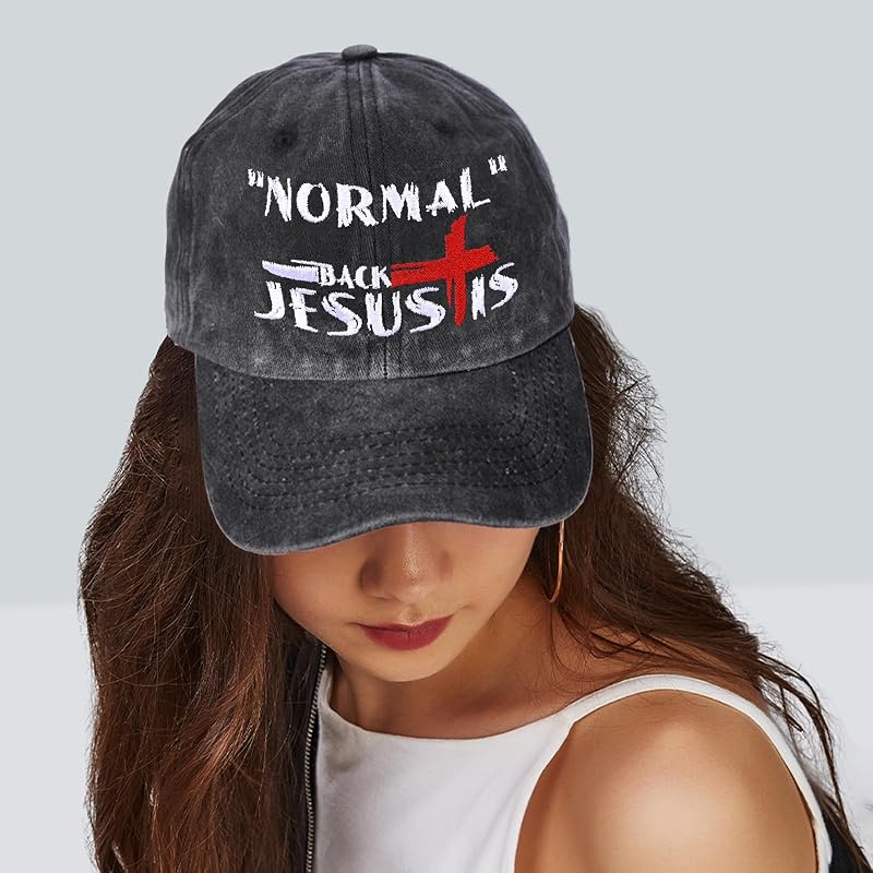 Embroidered Washed Denim Baseball Cap for Women & Men - Adjustable One Size (Variation: Jesus)