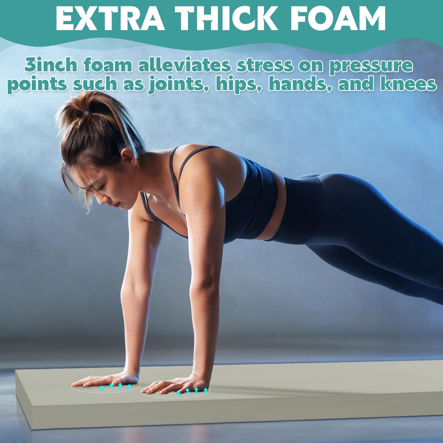 MABOZOO 3 Inch Thick Yoga Mat, Extra Thick Gymnastics Mat With Carrying Handles For Men Women, Pu Leather Anti-Tear Fitness Mat Foam Exercise Mat For Yoga, Pilates, Stretching (Gray)