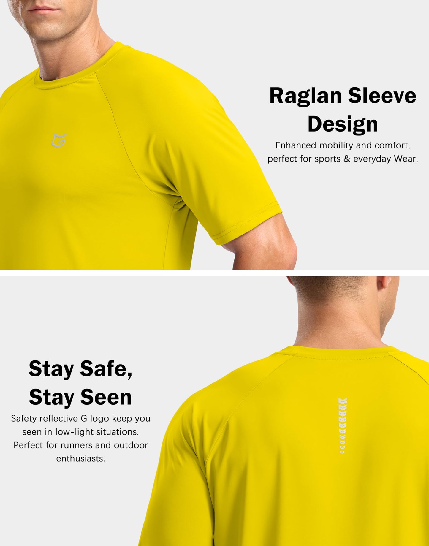 G Gradual Men's Athletic Workout T-Shirts Moisture Wicking Cooling Running Shirts Short Sleeve Performance Tee for Gym Tennis(Yellow,4XL)