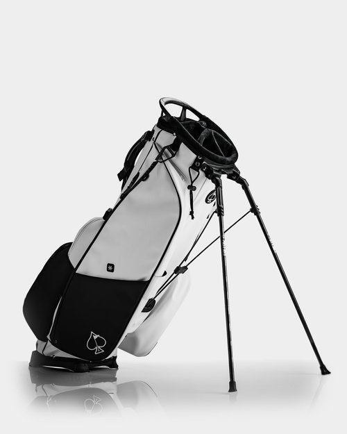 Pins & Aces Player Preferred Golf Bag - Premium Design, Lightweight Golf Bag with Stand - Velvet-Lined 5-Way Club Divider System (Domino)
