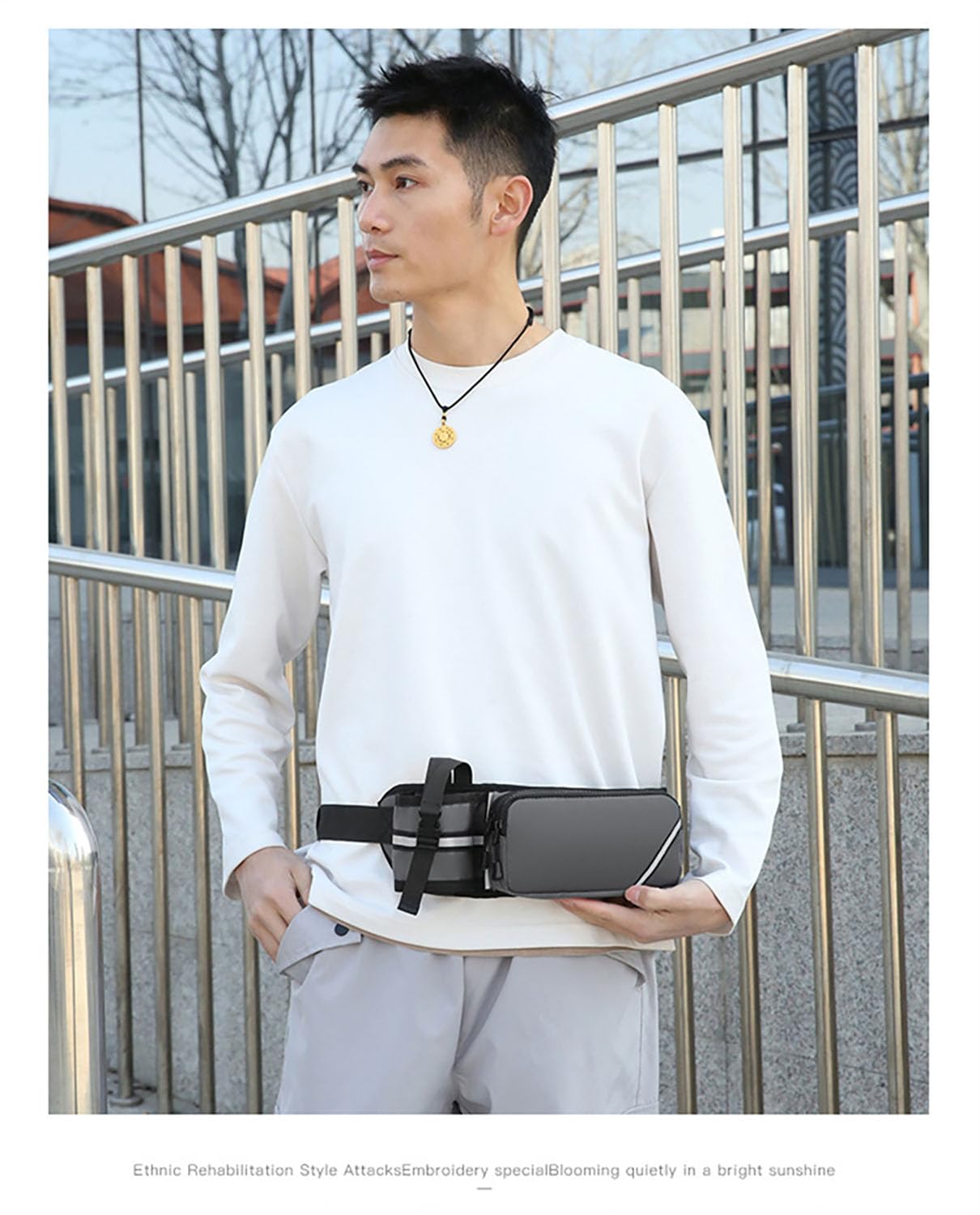 Jogging Waist Pack Bag For Men Women With Water Bottle Holder Adjustable Strap Waterproof Hiking Traveling Cycling Outdoor Waist Pack (Gery)