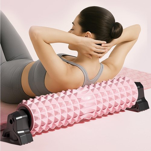 Portable Foam Roller with Suction Cup for Muscle Massage & Sawtooth Trigger Point Therapy (Purple)